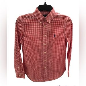 Ralph Lauren Red & White Gingham long sleeve button down shirt